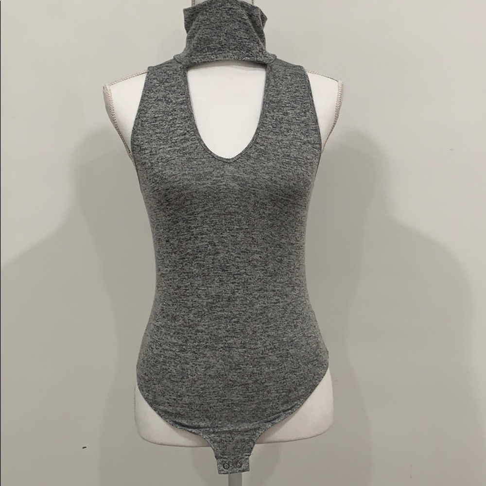 Express Gray Bodysuit, Turtleneck, Small